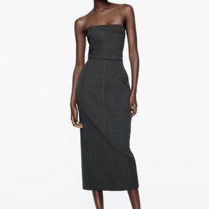 NWT GRAY ZW COLLECTION STRAPLESS MIDI DRESS